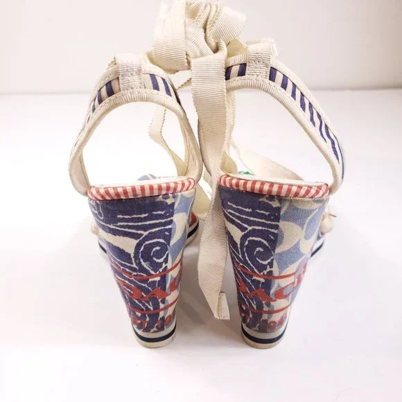 Coach Patchwork Lace Up Tammie Wedge Heels - Picture 4 of 7